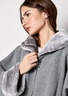 Faux Fur Zip Fleece Jacket, Grey, large