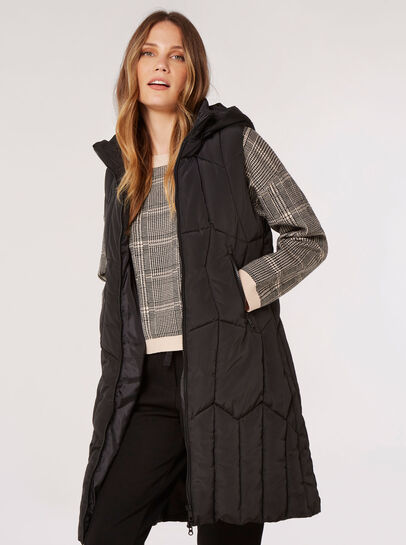 Hooded Longline Puffer Gilet