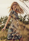 Tropical Leaf Wrap Dress, Green, large