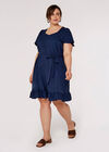 Curve Lightweight Denim Mini Dress, Navy, large
