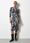 Brushstroke Knitted Midi Dress, Blue, large