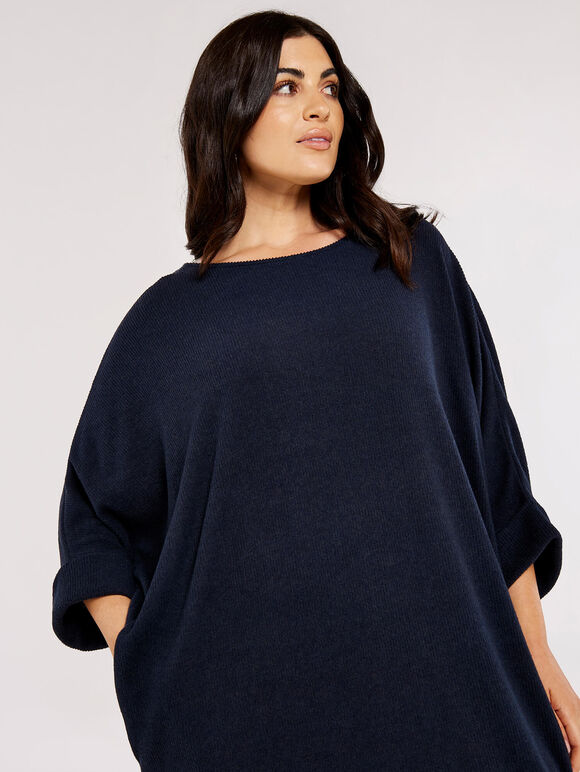 Curve Cocoon Dress, Navy, large