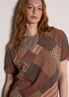 Geometric Patchwork Textured T-Shirt, Coral, large