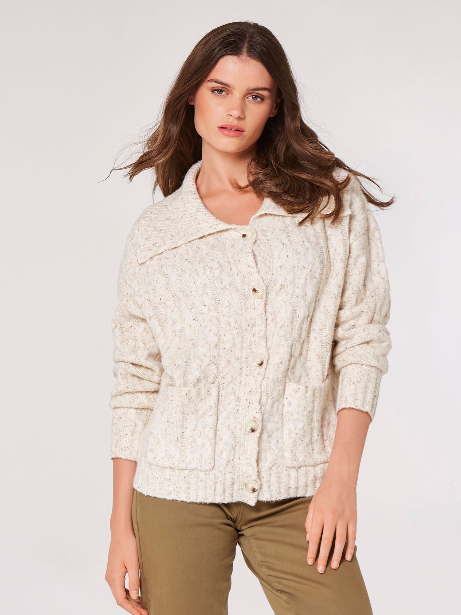 Cream aran cardigan hot sale