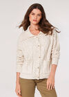 Chunky Knit Aran Cardigan, Cream, large
