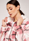 Check Zip Through Shacket, Pink, large