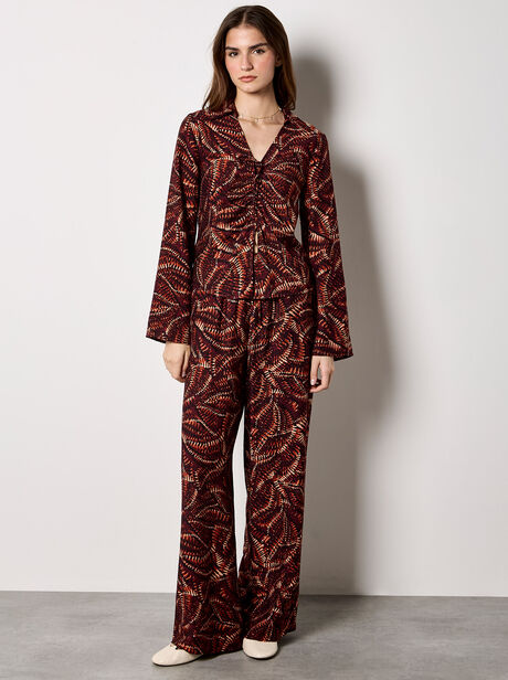 Abstract Print Wide-Leg Trousers