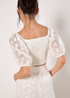 Daisy Mesh Cropped Top, Cream, large