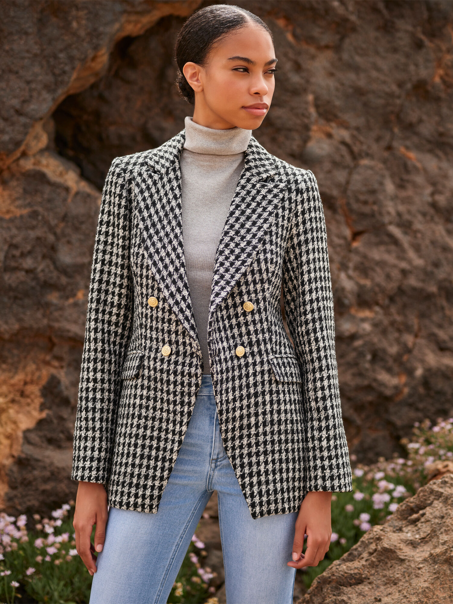 Dogtooth outlet tweed jacket