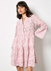 Broderie Anglaise Tiered Mini Dress, Pink, large