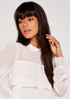 Sheer Dobby Long Sleeve Tiered Top, Cream, large