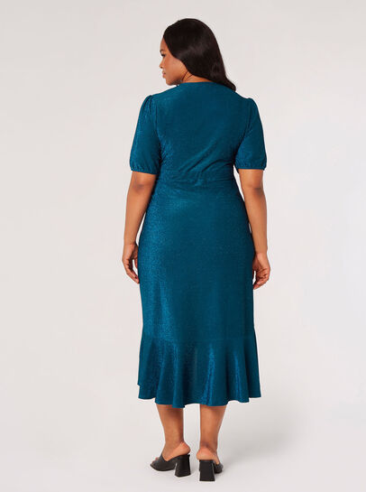 Curve Metallic Wrap Midi Dress