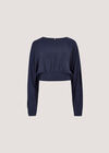 Split Back Crop Top, Navy, large