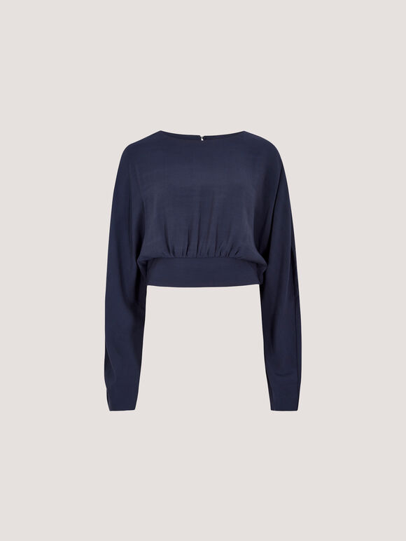 Split Back Crop Top, Navy, large