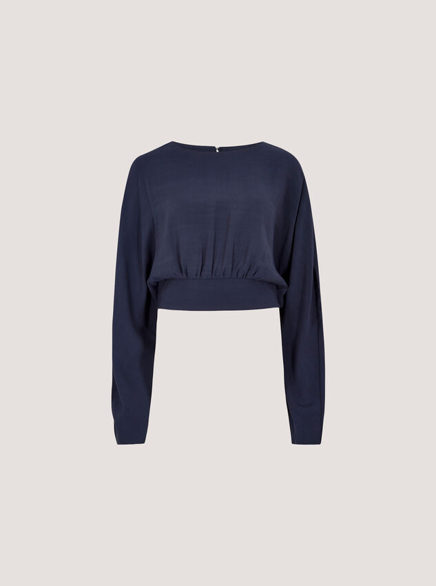 Split Back Crop Top, Navy, large