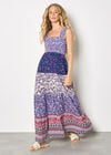 Patchwork Floral Paisley Maxi Dress, Purple, large