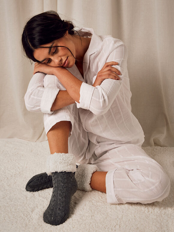 Slipper Sock, Light Grey / Silver, large
