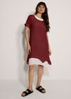 Slub Shimmer Tunic Mini Dress, Burgundy, large