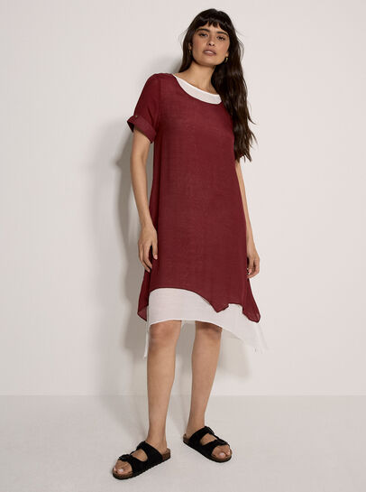Slub Shimmer Tunic Mini Dress