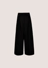 Wide-Leg Pleated Tailored Trousers, Black, large