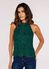 Lace Halter Neck Top, Green, large