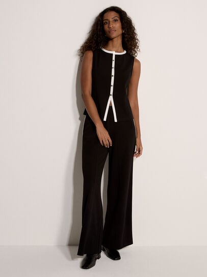 Jersey Crepe Stripe Wide-Leg Trousers