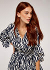 Zebra Print Dip Hem Dress, Navy, large