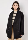 Tailored Double-Breasted Peacoat, Black, large