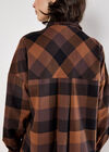 Oversized Check Shirt Mini Dress, Brown, large