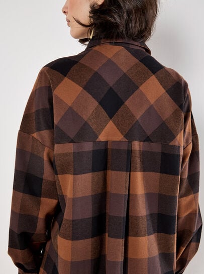Oversized Check Shirt Mini Dress