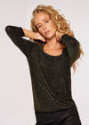 Sparkle Over Wrap Top, Stone, large