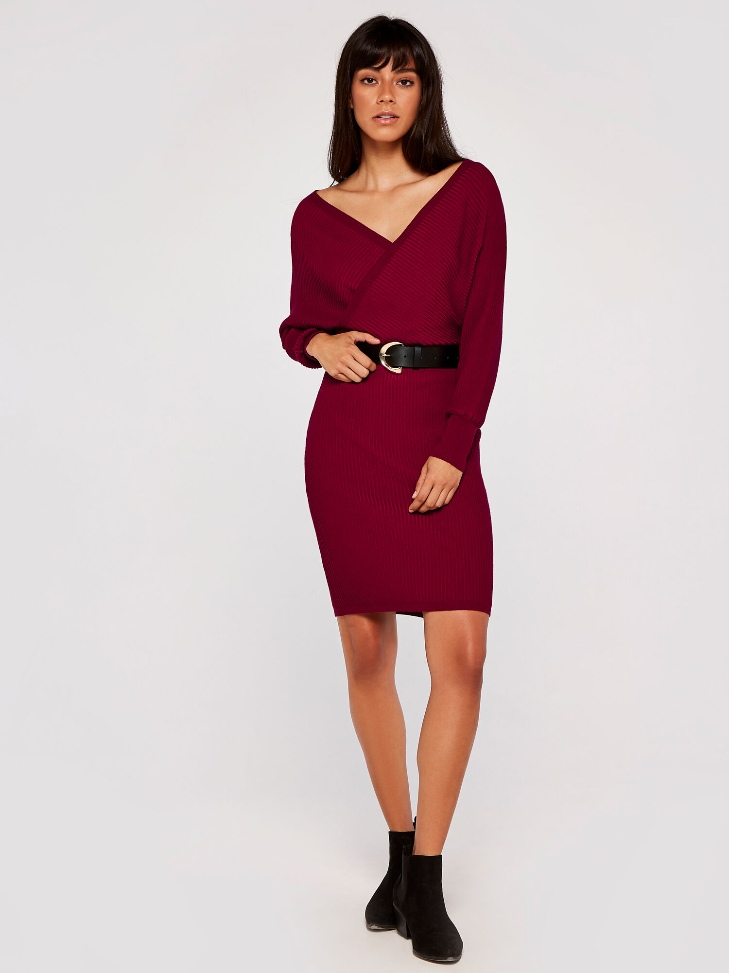 Ribbed store burgundy dress