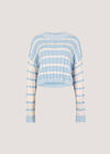 Contrast Stripe Cropped Jumper, Sky Blue, large