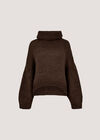 Chunky Knit Roll Neck Oversized Jumper, Brown, large