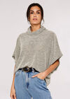 Roll Neck Boucle Cape, Khaki, large