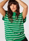 Haut tricoté long à rayures bretonnes, vert, grand