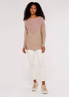 Chevron Ribbed  Batwing Jumper, Pink, large