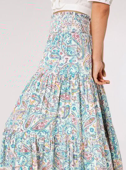 Paisley Tiered Maxi Skirt