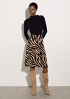 Ribbed Knit Zebra Midi Dress, Black, large