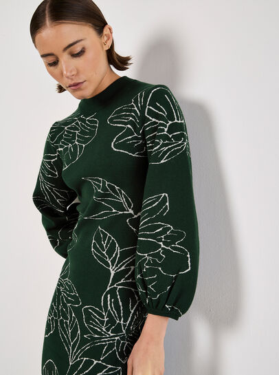 Floral Knitted Midi Dress