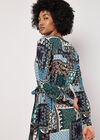Patchwork Paisley Shirt Mini Dress, Navy, large