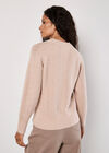 Chevron Pointelle Shimmer Jumper, Pink, large