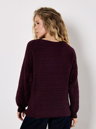Cable Stripe Batwing Aran Jumper