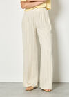 Pinstripe Linen Blend Wide-Leg Trousers, Stone, large