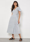 Oxford Stripe Wrap Midi Dress, Blue, large
