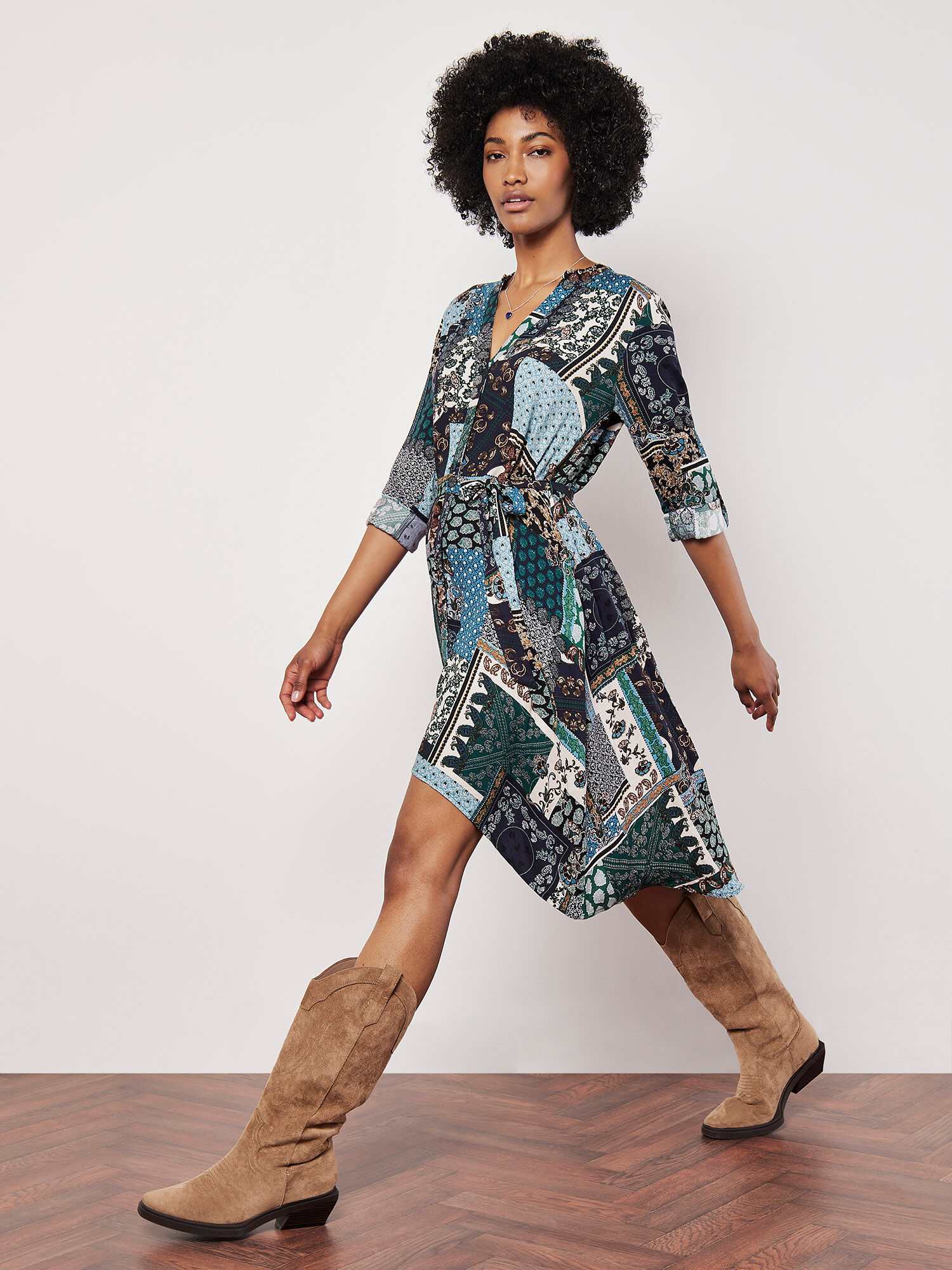 Patchwork Paisley Shirt Mini Dress | Apricot Clothing