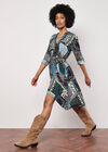 Patchwork Paisley Shirt Mini Dress, Navy, large