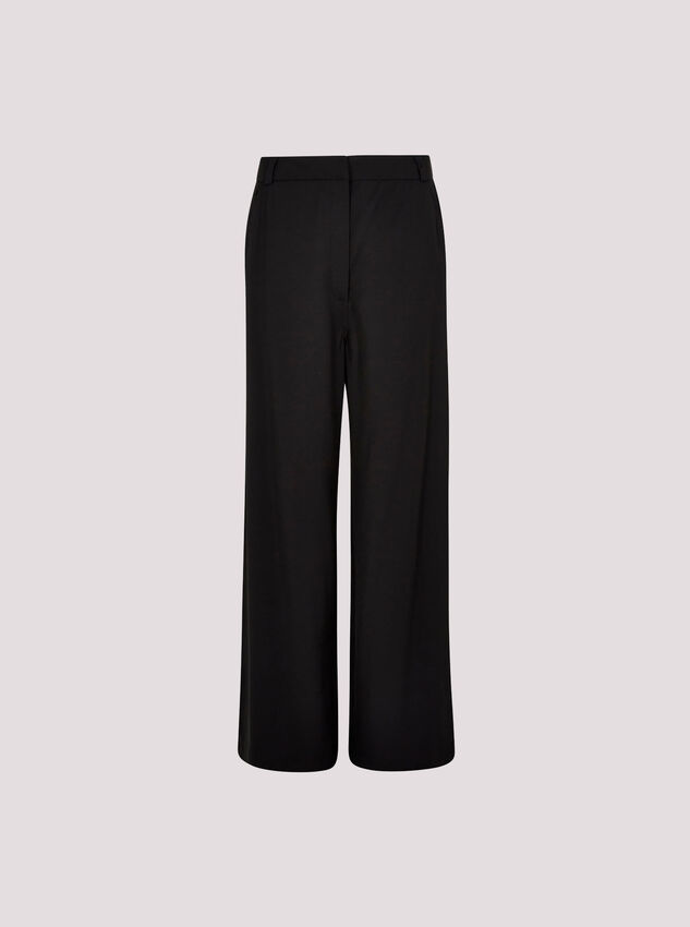 Tailored Straight-Leg Trousers, Black, large