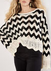 Chevron Scallop Boarder Jumper, Cream, large