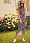 Abstract Print Crepe Wrap Dress, Black, large